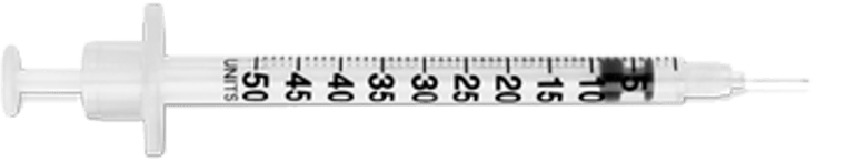 0.5 mL insulin syringe (50 units)